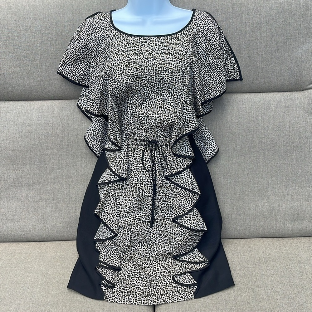 CYNTHIA STEFFE “Zola” Cascading Ruffle Silk Dress with Pockets